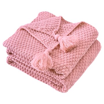 經典北歐風流蘇針織空調被  200 x 150cm  皮粉色