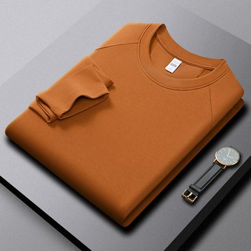 【新款熱賣】熱特姆發熱萊賽爾棉圓領長袖正肩純色衛衣男休閑高端棉打底上衣潮