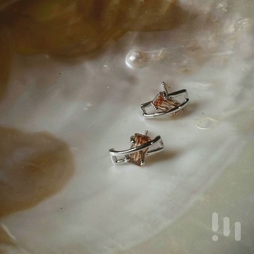 琥珀界限 │ 琥珀鋯石 925純銀 耳環 LIM:M PROJECT