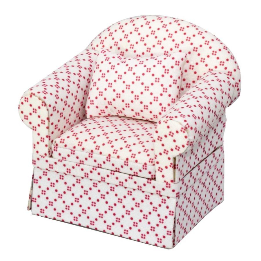 (White Red Dots) Inusitus Miniature Dollhouse Sofa Arm Chair Dolls Hous