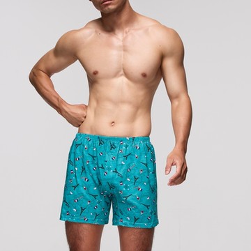 DADADO-巴黎風情 4L印花四角男內褲(湖水綠) 天然絲光棉-吸濕排汗-GHQ412HN