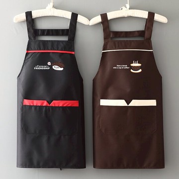 家用廚房圍裙女夏季印字防水防油工作服網紅同款圍腰夏季