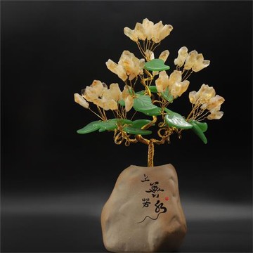 天然水晶搖錢樹客廳酒柜玄關招財裝飾品開業喬遷送禮家居擺件簡約