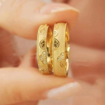 限時特賣🔥 925純銀情侶戒指結婚仿真一對男女款2023小衆喜字開口可調節指環