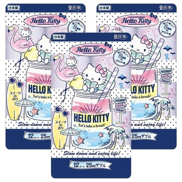 maRUTOmi 丸富製紙 捲筒衛生紙 藍Hello Kitty  25m  3個  12捲