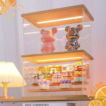 梯展示盒 泡泡瑪特 手辦 盲盒展示架 防塵 透明 公仔收納盒