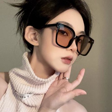 高級感茶色墨鏡女潮ins韓版gm太陽鏡偏光防曬眼鏡男款大框顯臉小