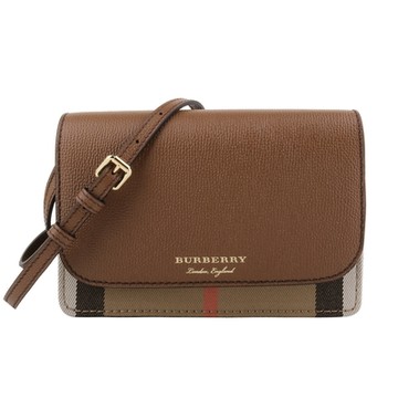 BURBERRY 巴寶莉  烙印金字皮革拚織布暗釦可拆帶手拿/斜背包(駝X卡其)