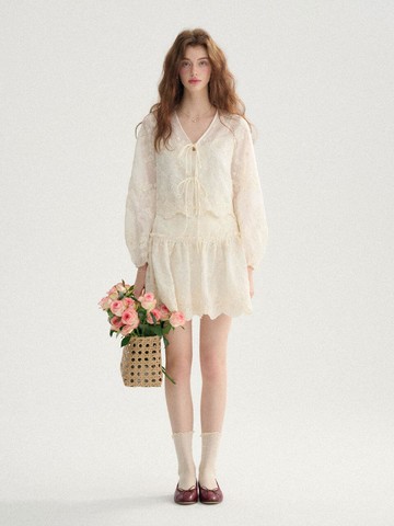 Embroidered Lace Two Piece Suit