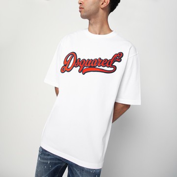 White T-shirt with logo embroidery