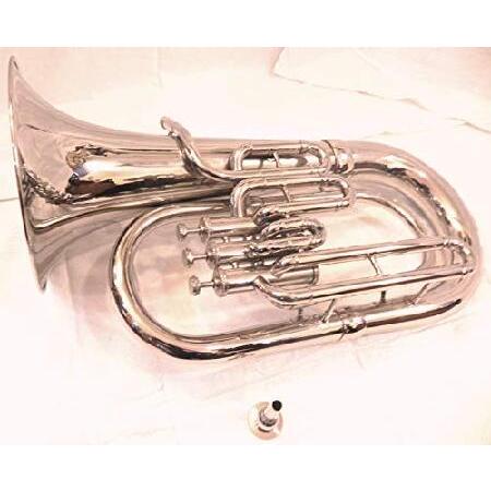 SILVER BRASS VALVE EUPHONIUM WITH MOUTH PIECE AND CARRY BAG