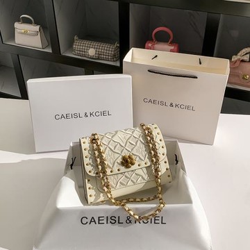 CAEISL&KCIEL女包小眾設計刺繡山茶花小方包女2025新款鏈條斜挎包