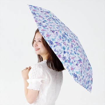 【輕量抗UV晴雨傘】現貨 日本 nifty colors Parasol 浪漫花季玻璃纖維折疊傘/藍 50cm 三段式折疊 99.9%紫外線遮蔽率 遮陽 晴雨兩用傘 雨傘 日本原裝進口 熱賣中!