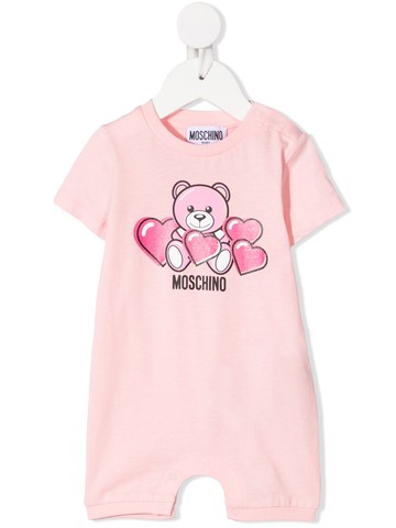 Moschino Kids - teddy bear-print cotton shorties - kids - Cotton - 6-9 - Pink