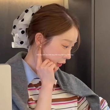 RIRI Shop｜隔日到貨｜實拍～韓國東大門同款 雙層薄紗波點大腸髮圈 網紗點點大腸髮圈 氣質扎頭髮丸子頭髮飾