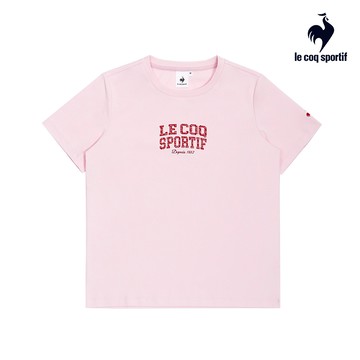 【LE COQ SPORTIF 法國公雞】女款粉色吸濕排汗 抗UV短袖T恤LWX22202
