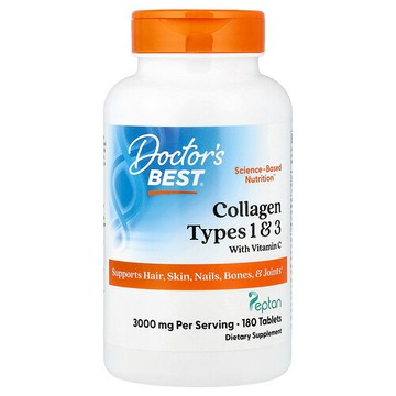 Doctor's Best, 1 型和 3 型膠原蛋白和維生素 C，180 片