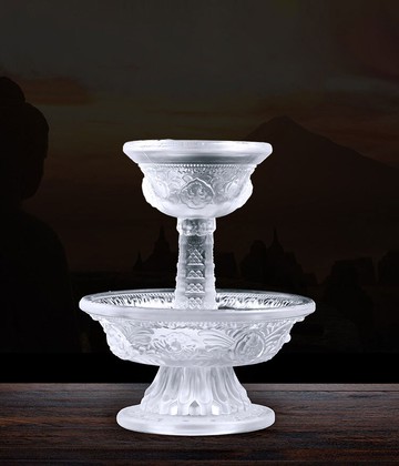 水琉璃護法杯八吉祥供護法的藏式琉璃護法供杯供佛修禪擺件