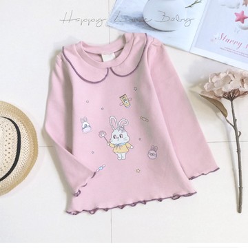 中厚 甜美仙女小兔木耳邊Q棉長袖上衣 秋冬童裝 女童上衣 女童長袖 女童棉T 長袖上衣 秋冬上衣