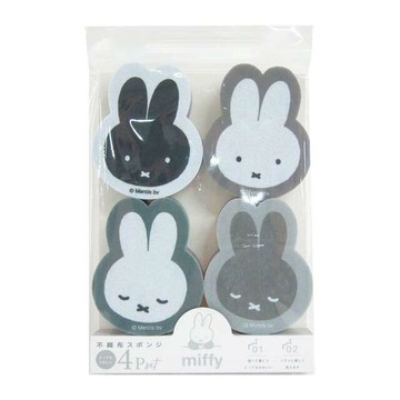 小禮堂 米菲兔 造型洗碗海綿4入組 (灰綠表情款)