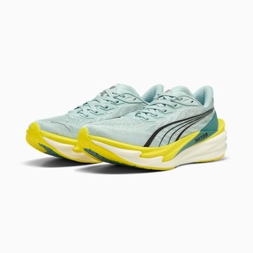 PUMA 慢跑鞋 DEVIATE NITRO 4 淺藍黃 碳板 運動鞋 女 31212409