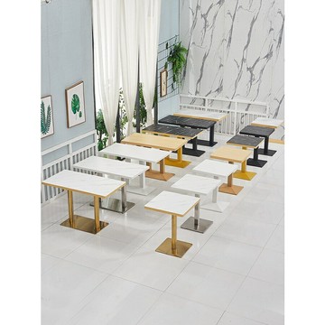 開立發票 桌子 定製飯店餐廳長方形奶茶甜品店桌椅組合 漢堡餐飲快餐商用小圓桌子