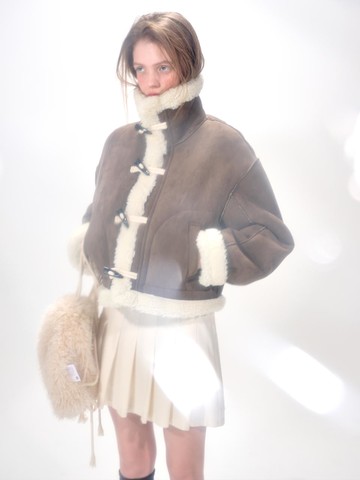 High-Neck Suede Mustang Coat_Brown