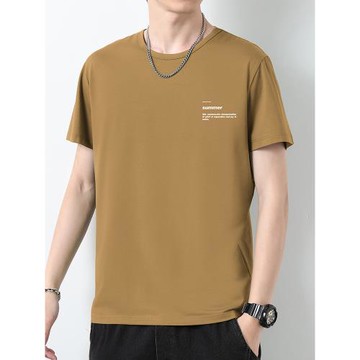 莫代爾短袖t恤男夏季冰絲速干涼感圓領上衣服潮流印花半袖體恤衫