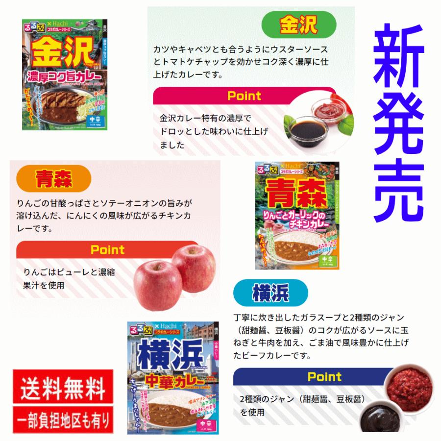 レトルトカレー ご当地 ハチ食品 JTBトラベルるるぶ雑誌パッケージの 全国ご当地 カレー  詰め合わせ 10種10個セット 関東圏送料無料