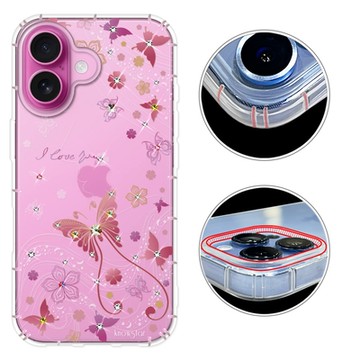 KnowStar iPhone17/16/15/14/13/12系列 奧地利彩鑽防摔手機殼-燕尾蝶Air/16e/ProMax/Plus/SE3