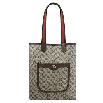 GUCCI 古馳  Ophidia Tote 經典織帶拼接印花肩背托特包/購物包(駝/棕)