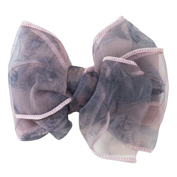 CHIC CHIC日本蝴蝶結自動夾 時尚髮飾 輕鬆打造甜美優雅造型  紗質 粉色 + 灰色