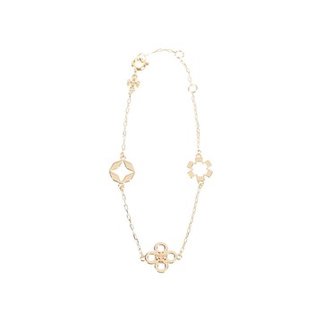 TORY BURCH Clover 鏤空幸運四葉草造型手鍊(金色)
