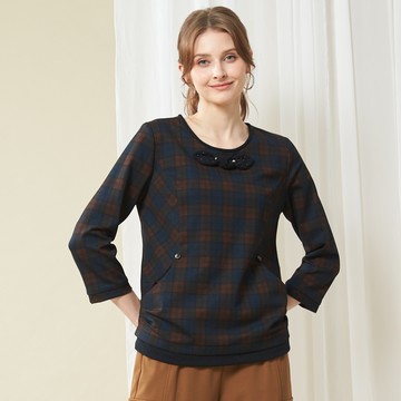 CLL巧玲瓏 復古格紋領結上衣 3153203