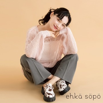ehka sopo 柔軟馬海毛洞洞透膚長袖針織上衣(0F001122510)