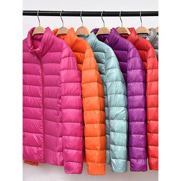 Womens Ultra Light Down Coats 女輕薄短款立領冬裝韓版羽絨服