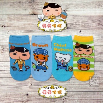 屁屁偵探直板襪 精梳棉童襪 止滑嬰兒襪 屁屁/布朗/馬爾濟斯局長 兒童襪子【DK大王】