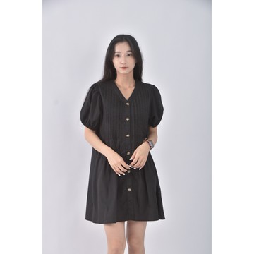 (S) 排扣黑色洋裝二手衣