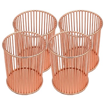 金屬圓形收納筆筒 10x8x8cm  玫瑰金  4個