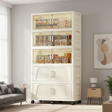 STYLE 格調 90面寬 KANO摺疊磁吸五層收納櫃/置物櫃/收納箱/摺疊箱/置物箱(附輪/可折疊/磁吸式開門)