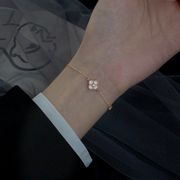 銀奧925純銀四葉草手鏈女2021年新款ins潮輕奢小眾精致高級感手飾