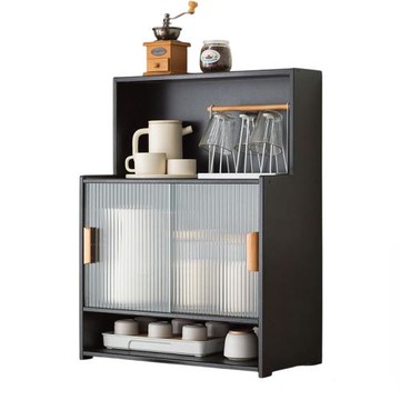 【LEZUN 樂尊】55cm長虹門台檯面加高款防塵杯櫃(杯架 置物架 收納架 杯櫃)