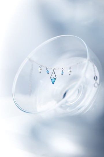 海洋系列 | 菱形海浪珍珠手鍊 925銀鍊