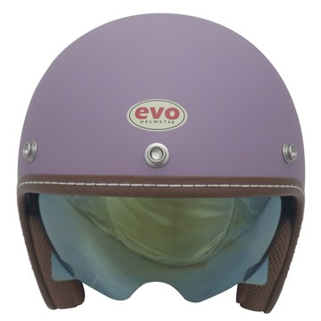 EVO ALISA皮革復古半罩安全帽CA-312S(紫色)+贈1附耳罩+長鏡片+免洗內襯套6入