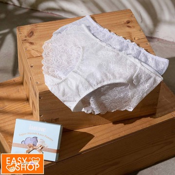 【EASY SHOP】iMEWE-3倍彈力無痕蕾絲褲-低腰窄邊三角內褲-白紫精靈(2件組)