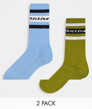 Dickies Genola 2-pack socks in green and blue