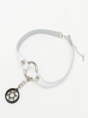 圓形六芒星頸鍊 / 白色 / 黑色 / F尺寸 / hellcatpunks / hcp-ac-0098