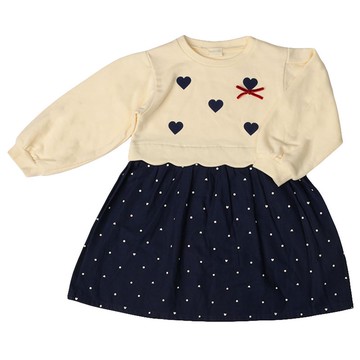 akachan honpo - 長袖拼接洋裝-象牙白色