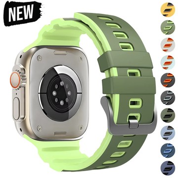 兩色運動矽膠錶帶兼容 Apple Watch Ultra 3 2 49mm 46mm 45mm 44mm 42mm 系列