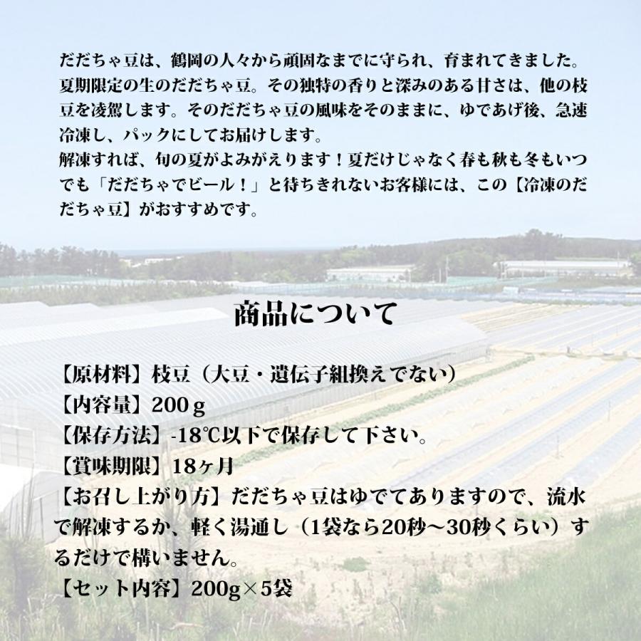 ＪＡ鶴岡 冷凍 山形鶴岡産 殿様のだだちゃ豆 200ｇ 5パック 送料無料 枝豆 えだまめ 豆 おつまみ だだちゃ豆 枝豆 冷凍 だちゃ豆種